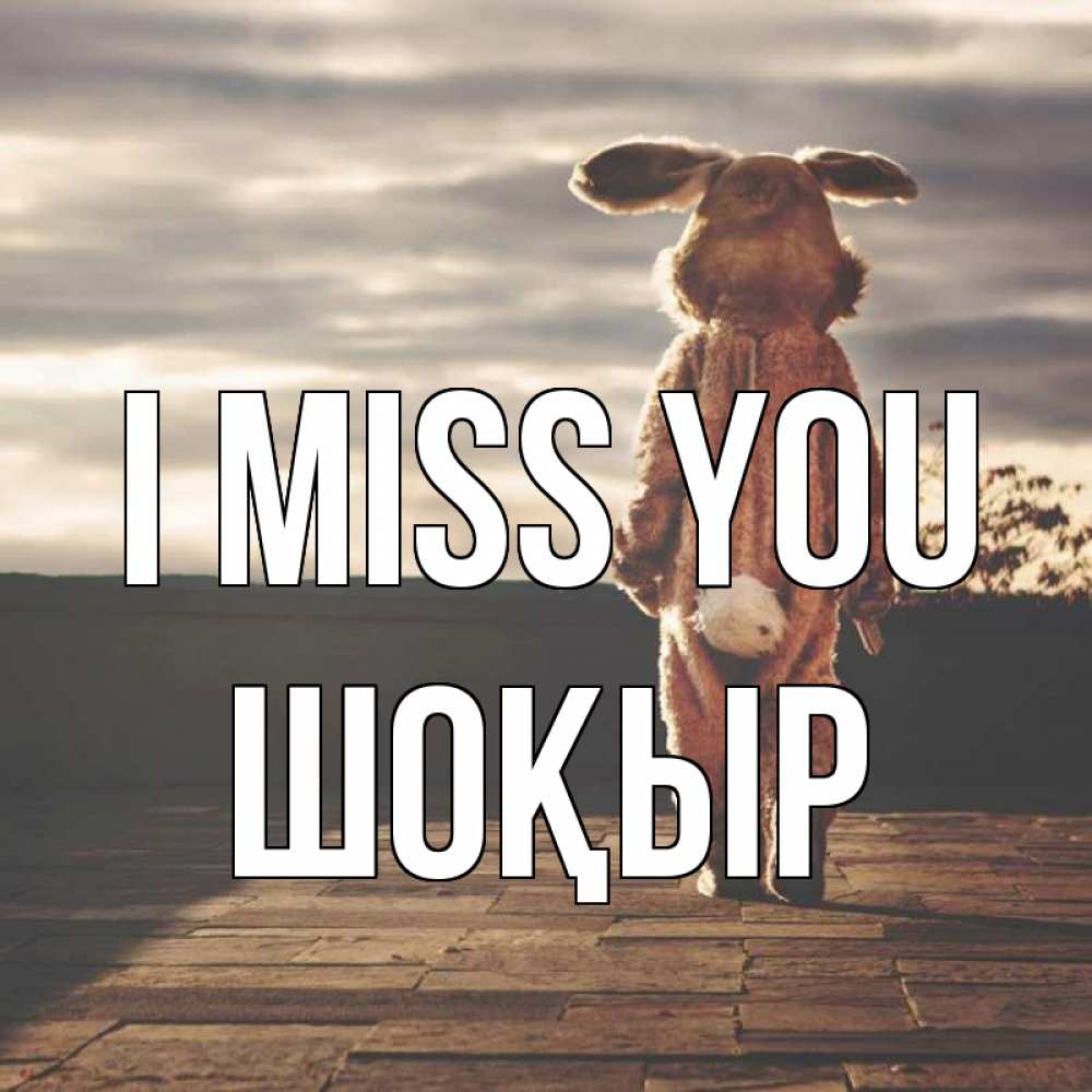 Greetings card с именем, ШОҚЫР I miss you даже в костюме зайца Greetings with text for free download 