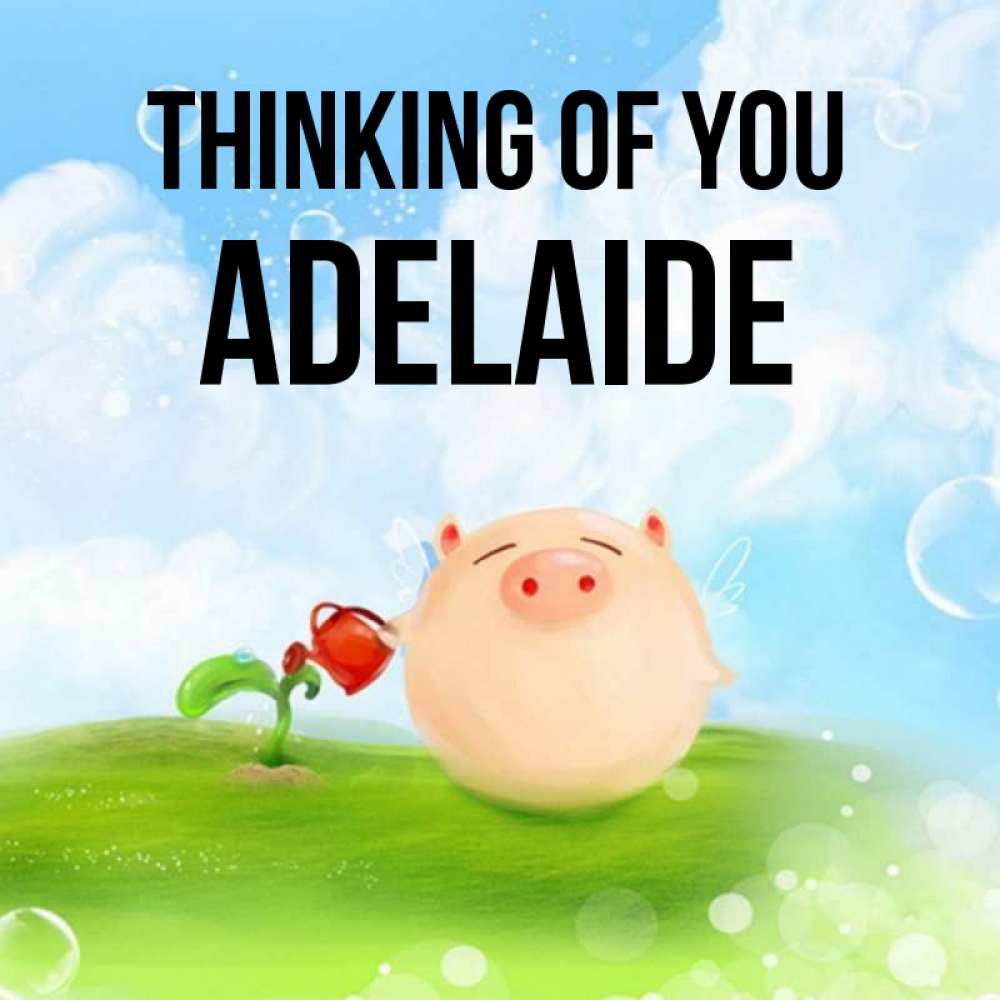 Greetings card с именем, Adelaide Thinking of you позитивная свинюшка Greetings with text for free download 