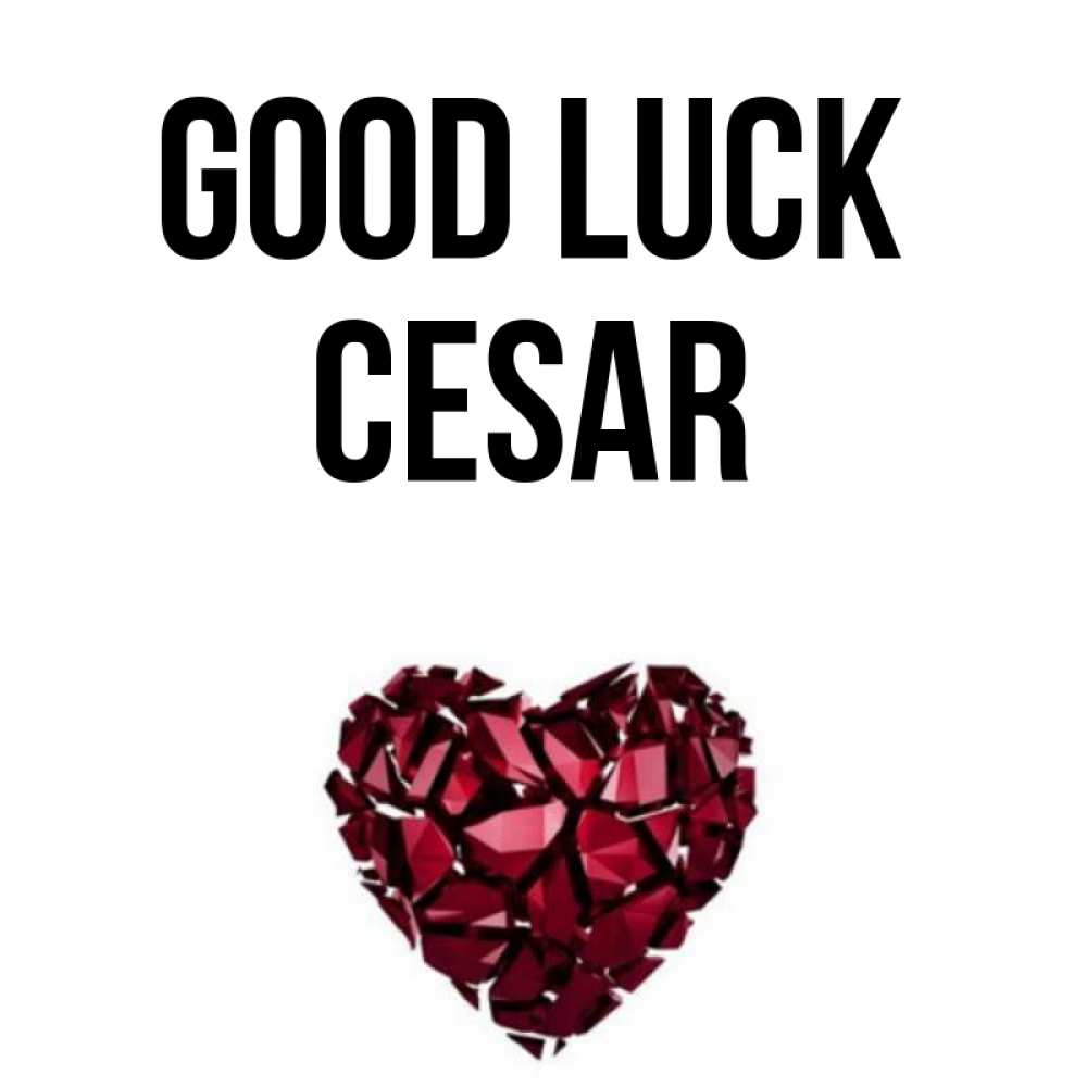 Greetings card с именем, Cesar Good luck бордовое из кристаллов  1 Greetings with text for free download 