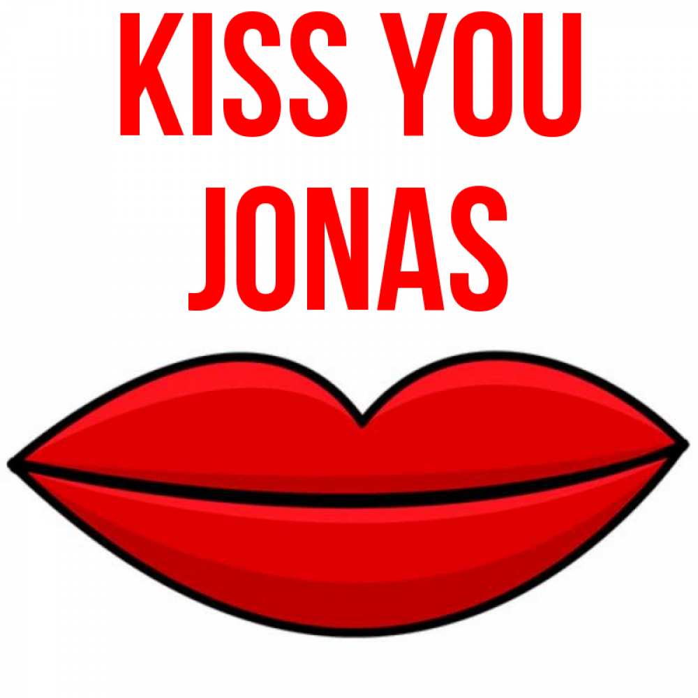 Greetings card с именем, Jonas Kiss you губы векторные Greetings with text for free download 