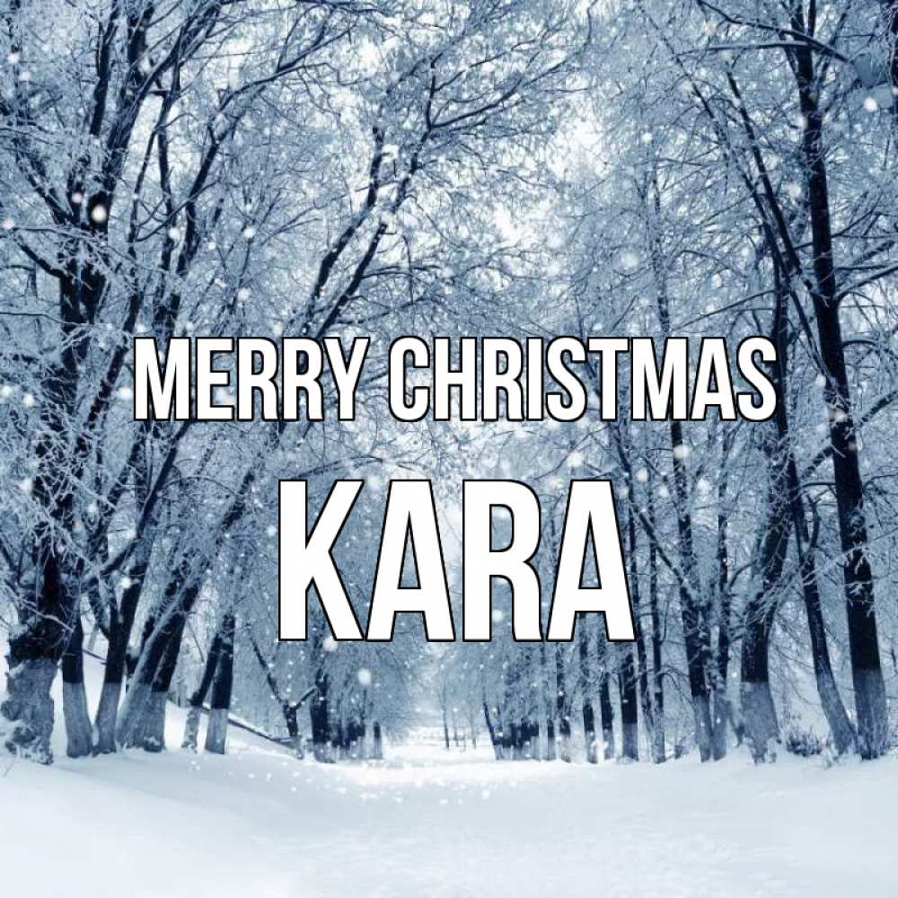 Greetings card с именем, Kara Merry Christmas снег, лес, парк Greetings with text for free download 