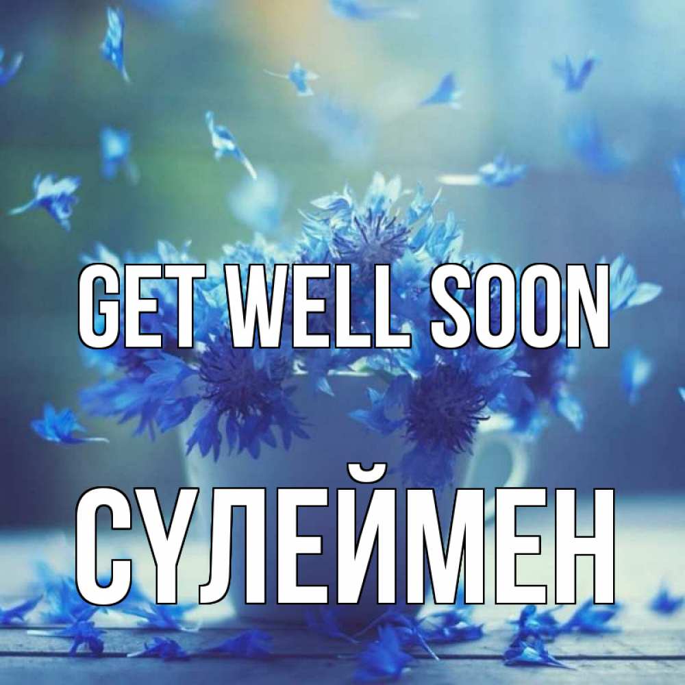 Greetings card с именем, СҮЛЕЙМЕН Get well soon кружка с зельем и цветами Greetings with text for free download 
