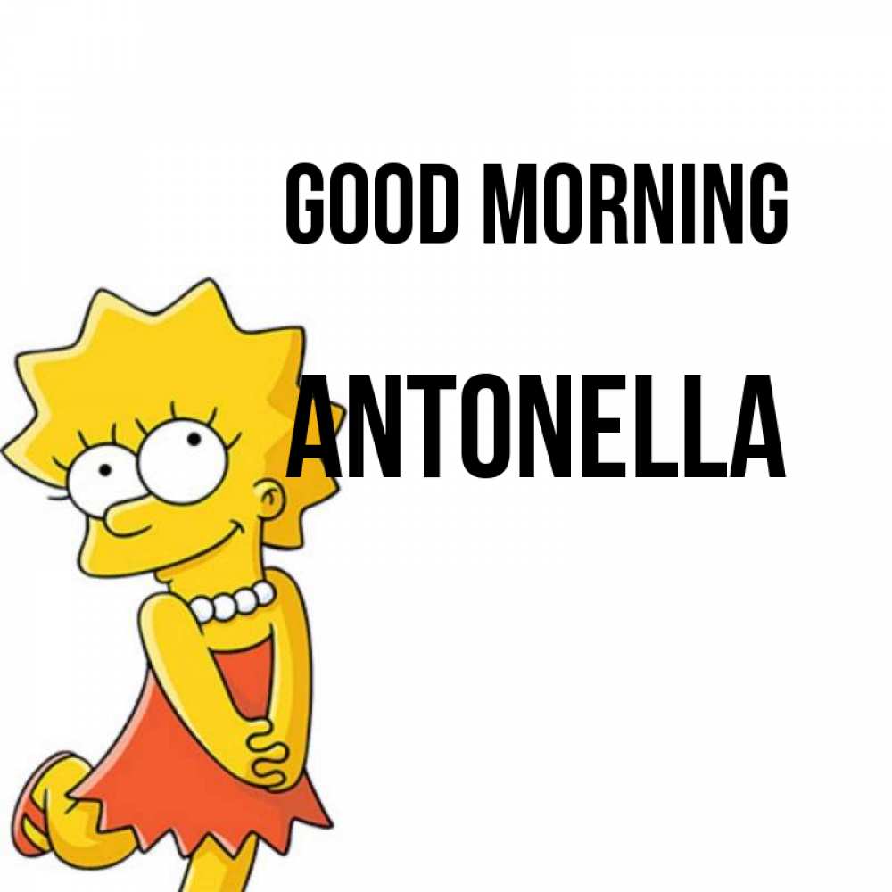 Greetings card с именем, Antonella Good morning в платье и ожерелье Greetings with text for free download 