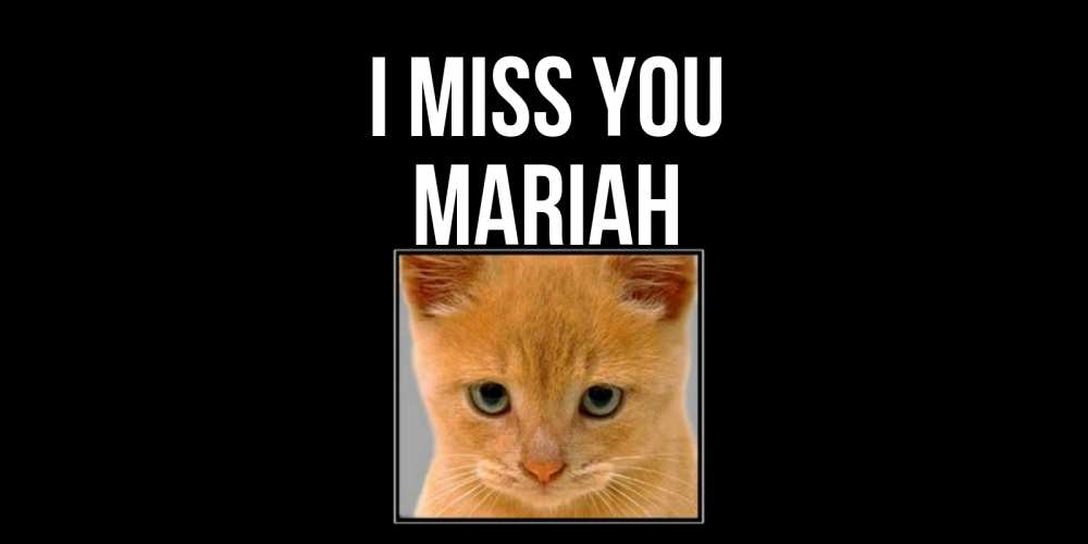 Greetings card с именем, Mariah I miss you открытки рыжий котенок скучает по тебе Greetings with text for free download 