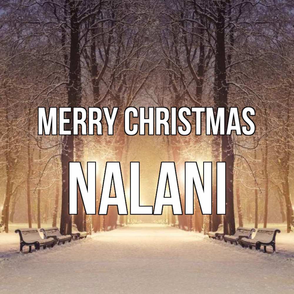 Greetings card с именем, Nalani Merry Christmas зима, парк, фонарь, лес Greetings with text for free download 