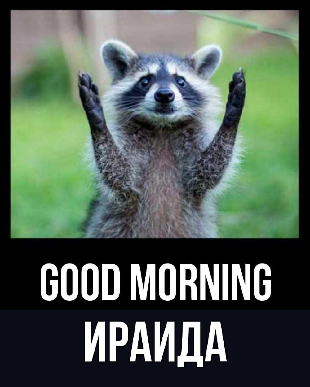 Greetings card с именем, Ираида Good morning хорошее настроение утречком Greetings with text for free download 