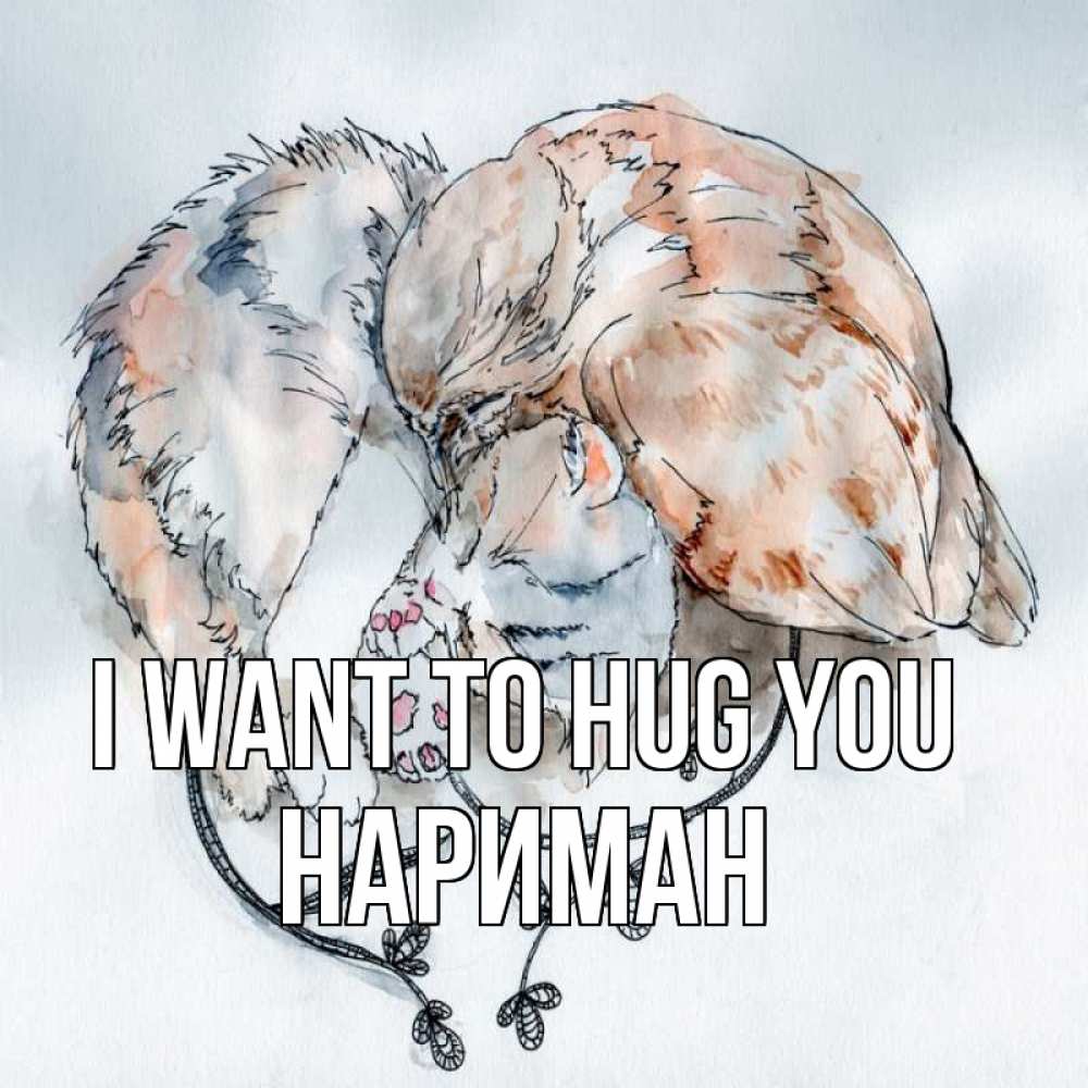 Greetings card с именем, НАРИМАН I want to hug you можно быть вместе даже когда очень разные Greetings with text for free download 