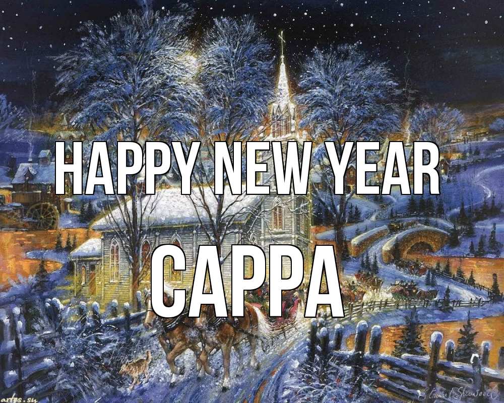 Greetings card с именем, Сарра Happy New Year упряжка лошадей, лошади, новый год Greetings with text for free download 