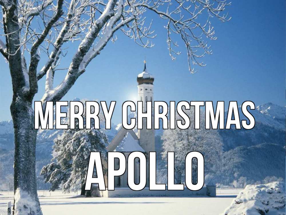 Greetings card с именем, Apollo Merry Christmas зима, храм, костел Greetings with text for free download 