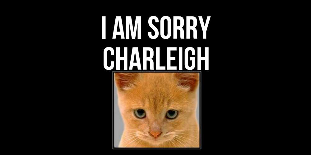 Greetings card с именем, Charleigh I am sorry рыжий грустный кот просит прощения Greetings with text for free download 