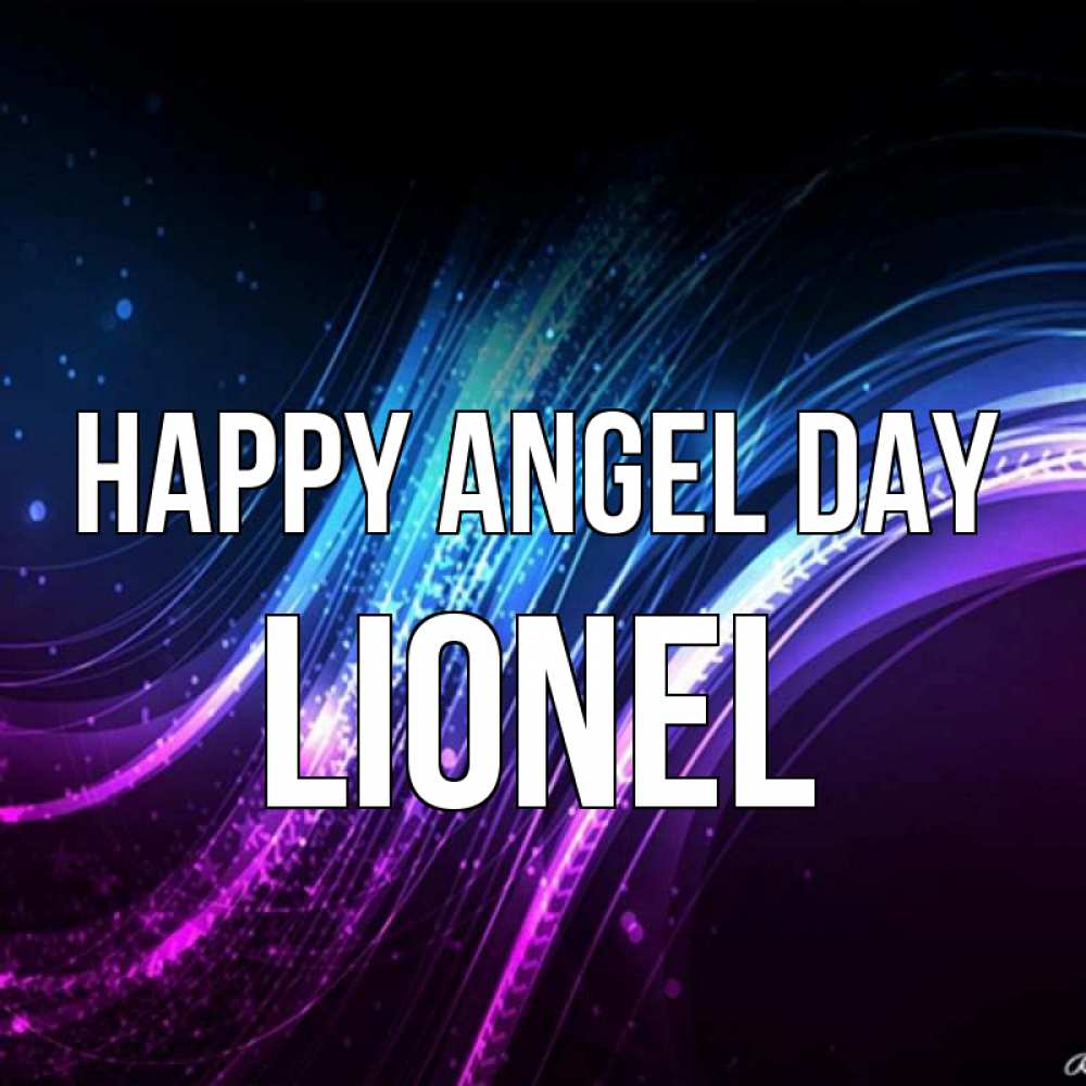 Greetings card с именем, Lionel happy angel day фиолетовый фон Greetings with text for free download 