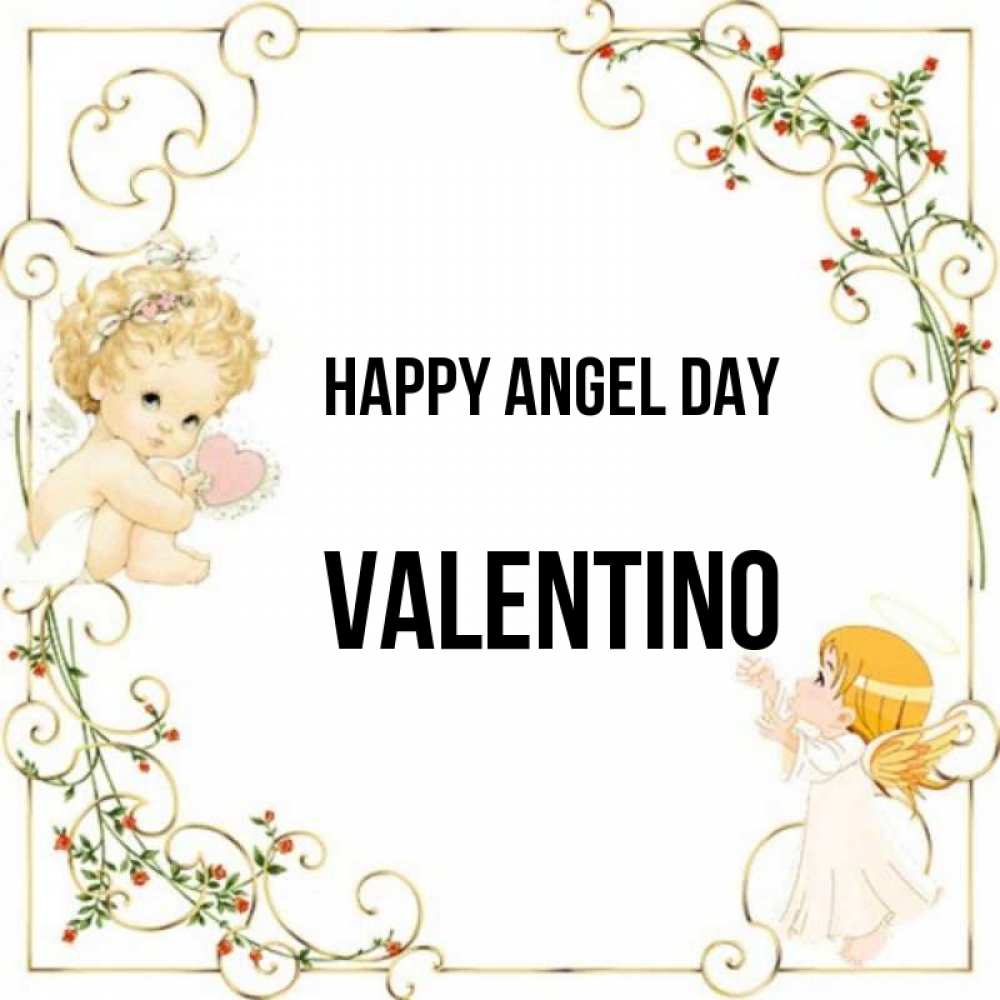 Greetings card с именем, Valentino happy angel day ангелы желают прекрасных именин Greetings with text for free download 