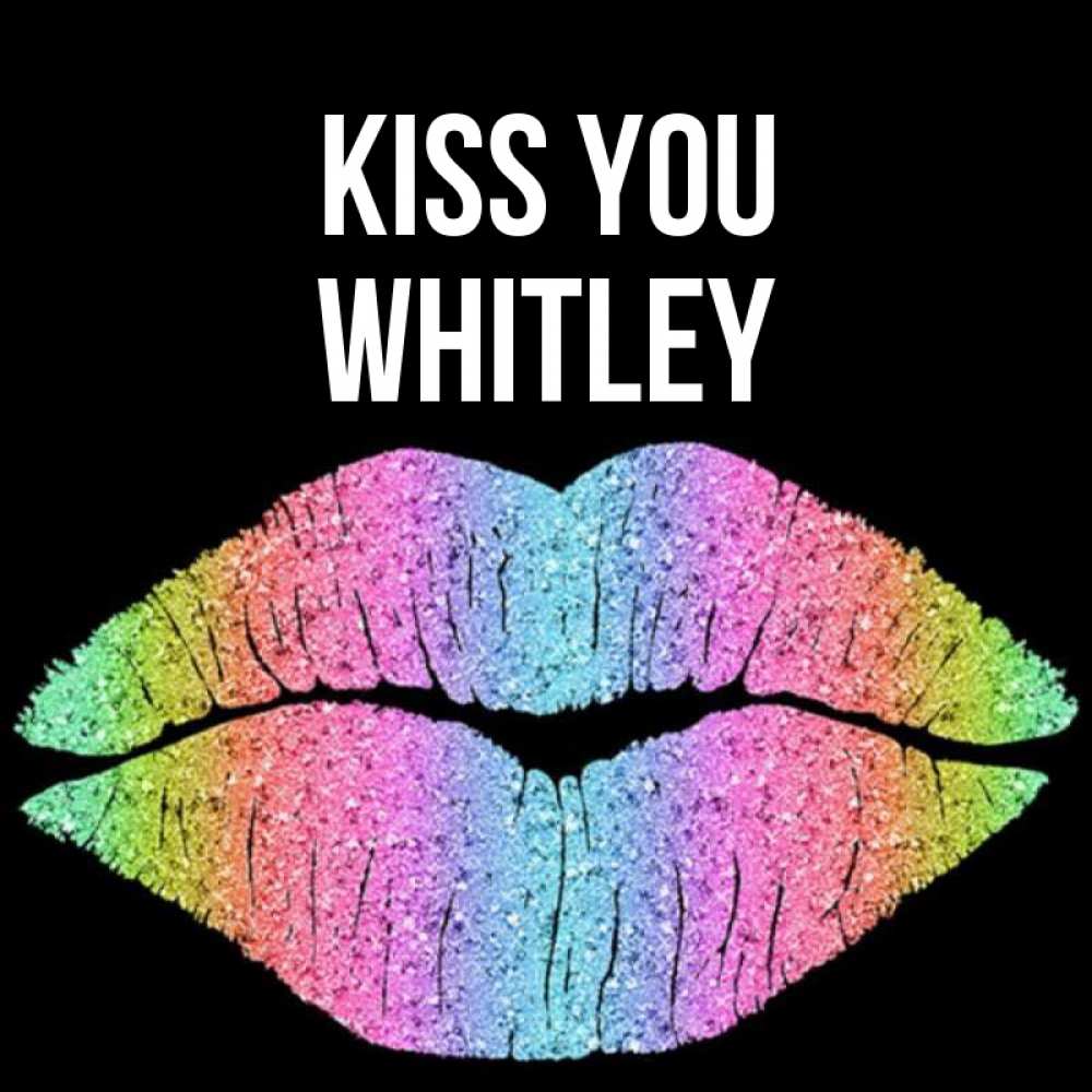Greetings card с именем, Whitley Kiss you след от губ на черном фоне Greetings with text for free download 
