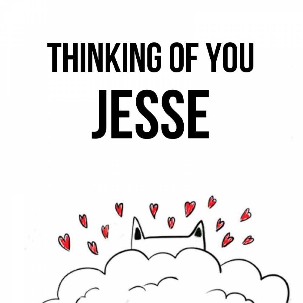 Greetings card с именем, Jesse Thinking of you кот за облаком Greetings with text for free download 
