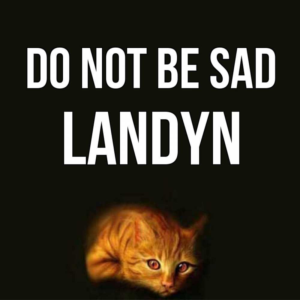 Greetings card с именем, Landyn Do not be sad лежащий кот в темноте Greetings with text for free download 