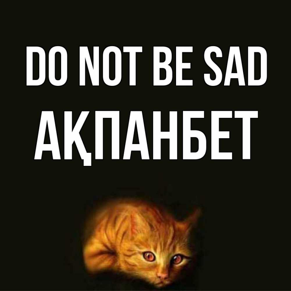 Greetings card с именем, Ақпанбет Do not be sad лежащий кот в темноте Greetings with text for free download 