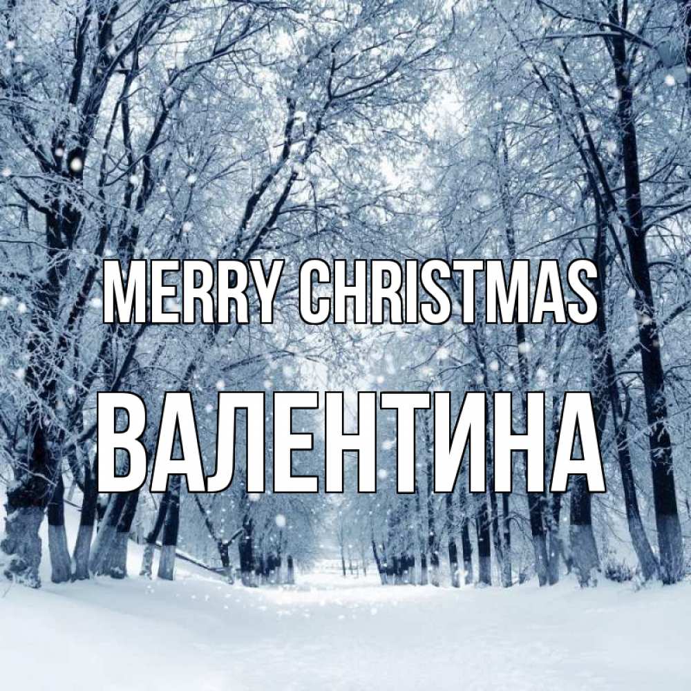 Greetings card с именем, Валентина Merry Christmas снег, лес, парк Greetings with text for free download 