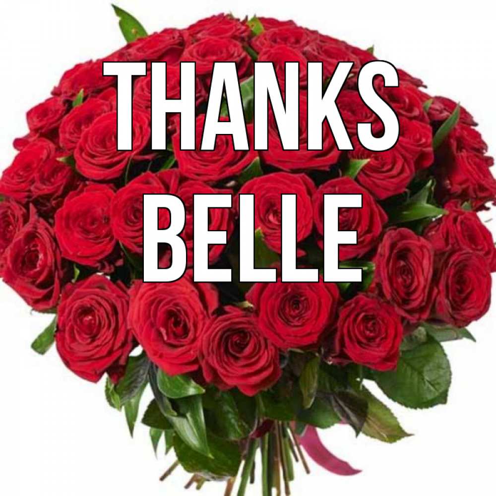 Greetings card с именем, Belle Thanks букет красных роз Greetings with text for free download 