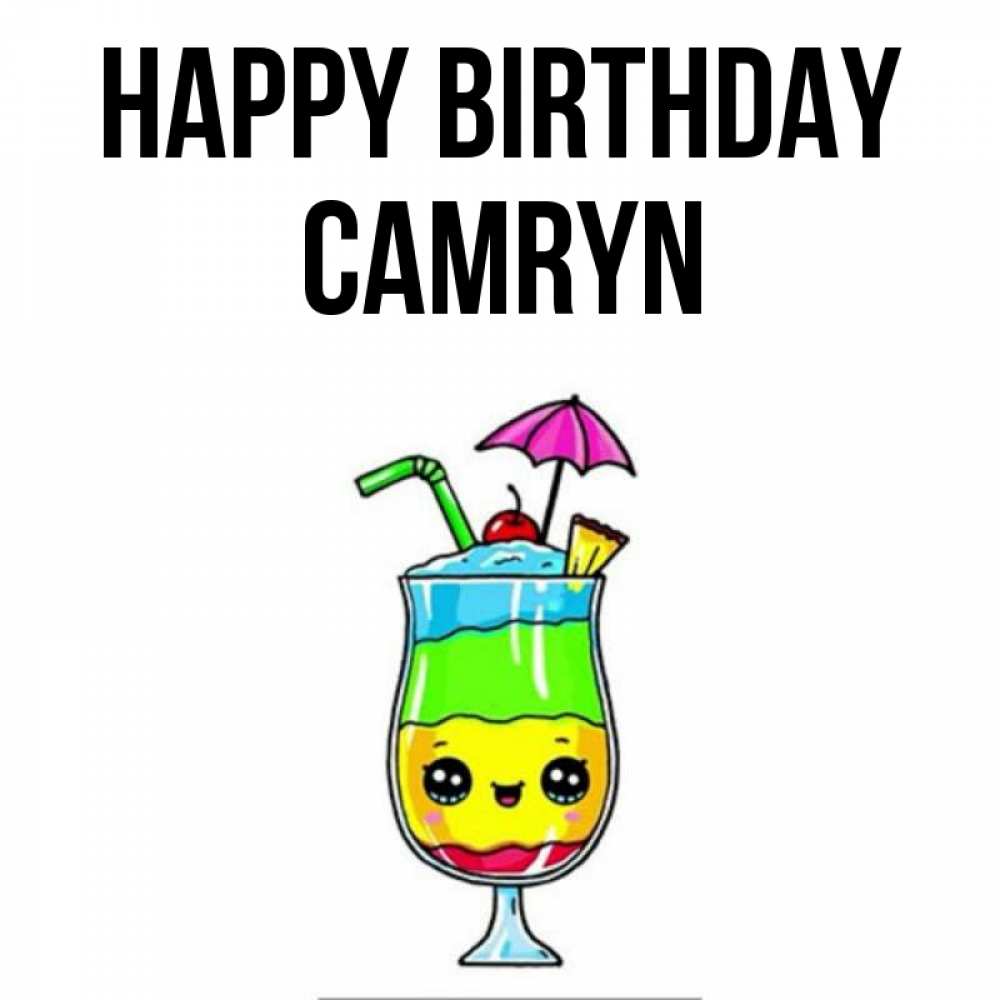Greetings card с именем, Camryn Happy Birthday с зонтиком Greetings with text for free download 