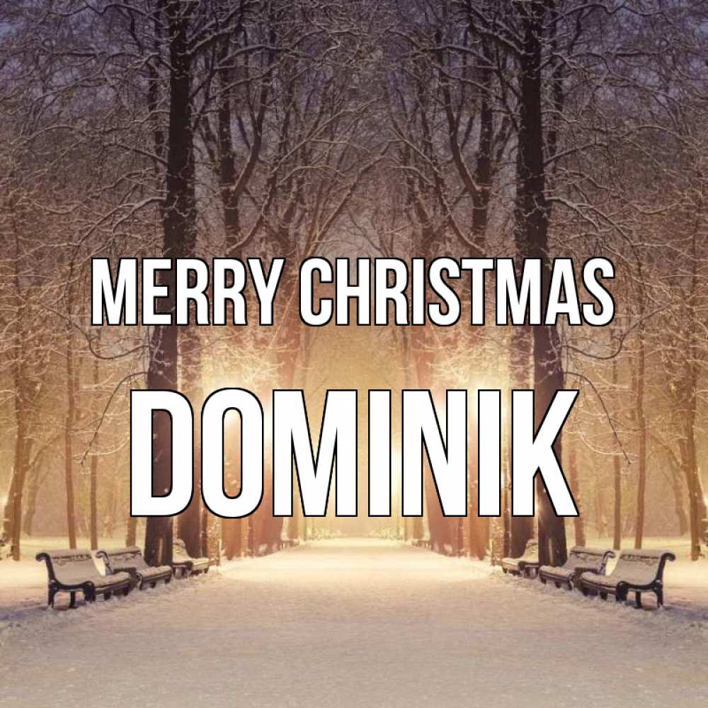 Greetings card с именем, Dominik Merry Christmas зима, парк, фонарь, лес Greetings with text for free download 