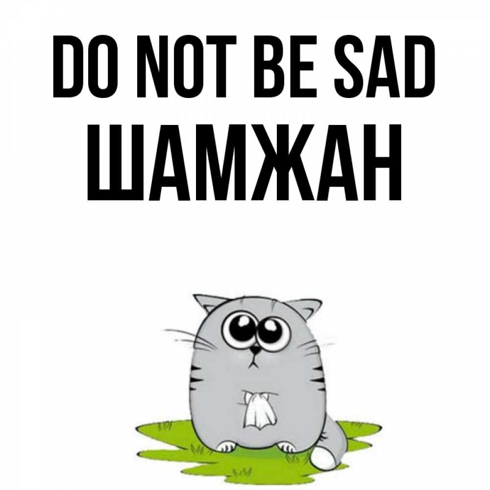 Greetings card с именем, ШАМЖАН Do not be sad грустный котяра Greetings with text for free download 