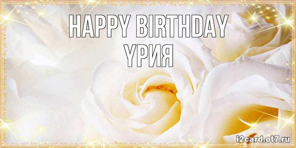 Greetings card с именем, ҮРИЯ Happy Birthday красивые розы и капли росы на этих чудесных цветах Greetings with text for free download 