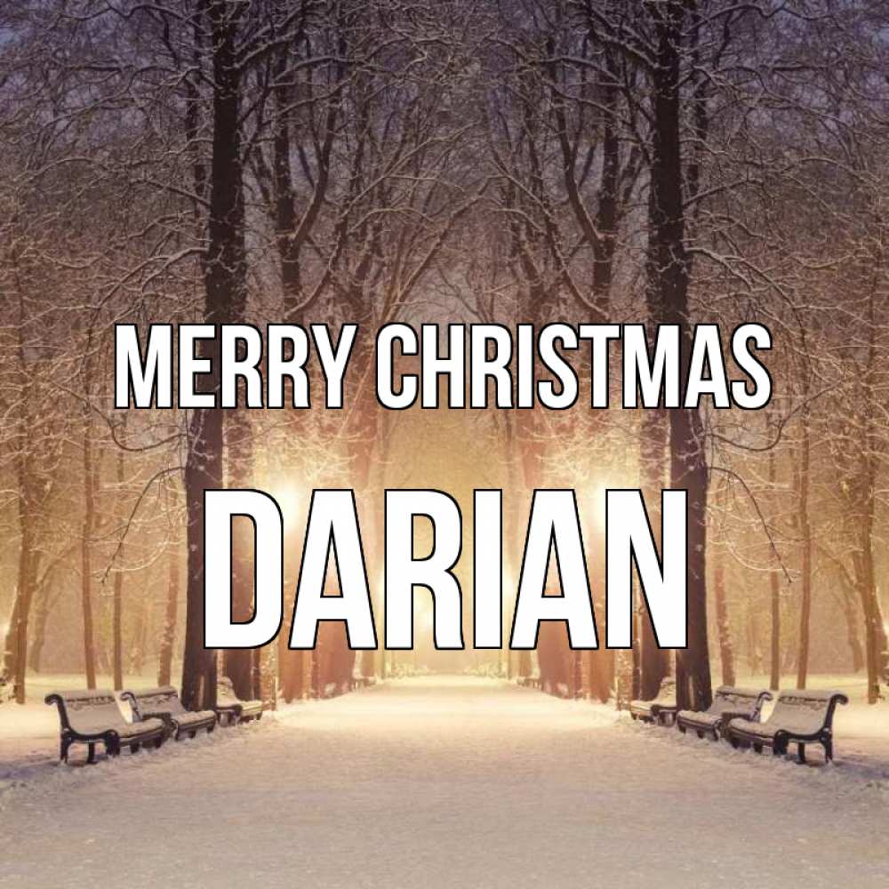 Greetings card с именем, Darian Merry Christmas зима, парк, фонарь, лес Greetings with text for free download 