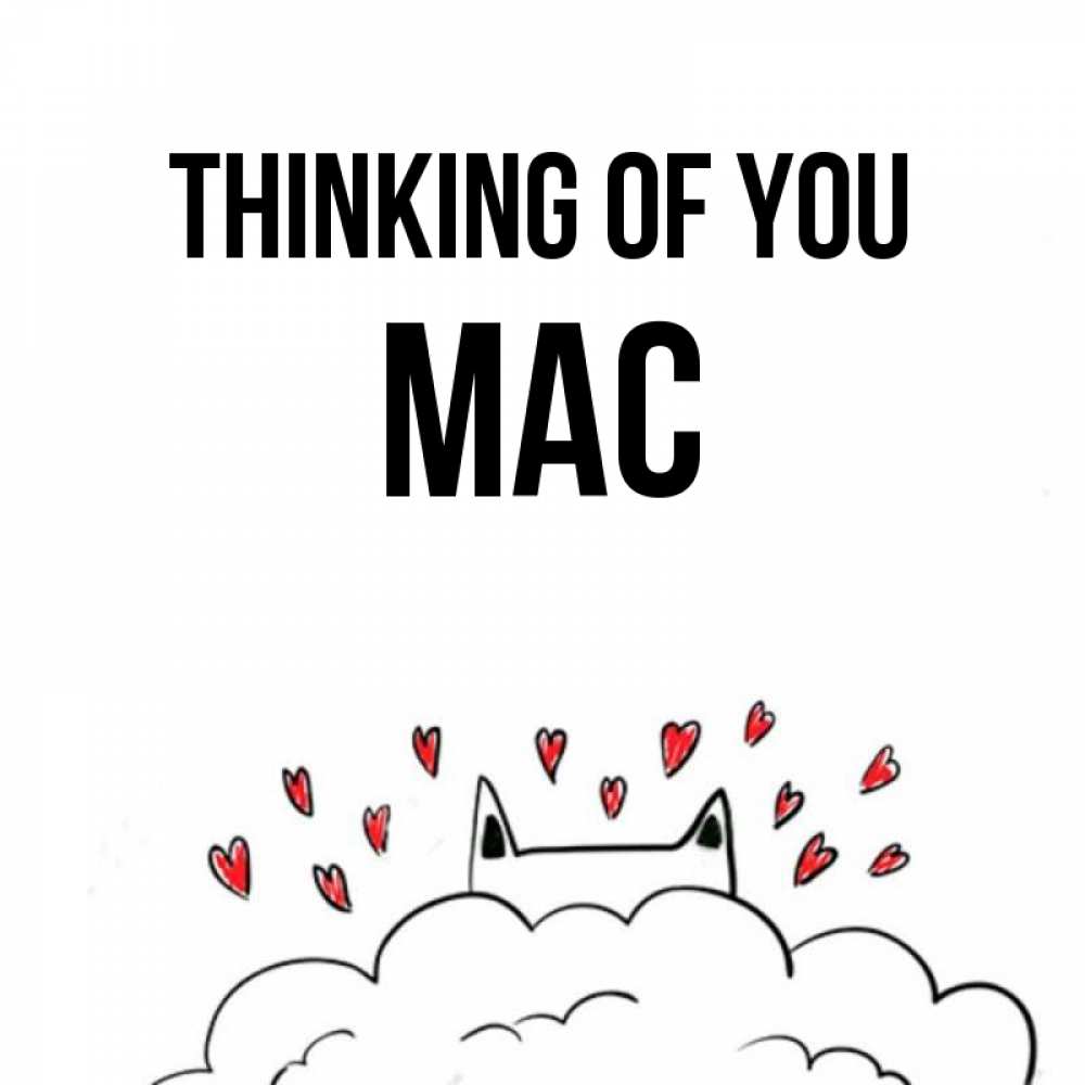 Greetings card с именем, Mac Thinking of you кот за облаком Greetings with text for free download 