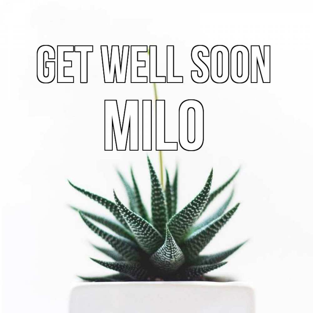 Greetings card с именем, Milo Get well soon короче это непонятная колючка Greetings with text for free download 