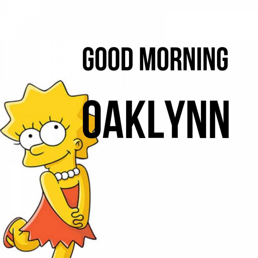 Greetings card с именем, Oaklynn Good morning в платье и ожерелье Greetings with text for free download 