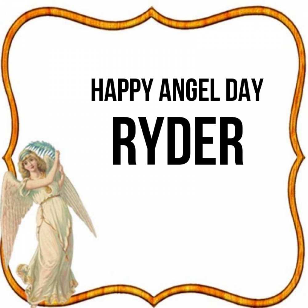 Greetings card с именем, Ryder happy angel day рамочка простая Greetings with text for free download 