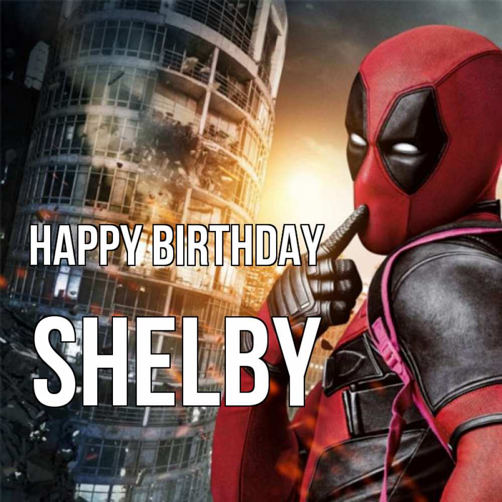 Greetings card с именем, Shelby Happy Birthday с супергероями Greetings with text for free download 