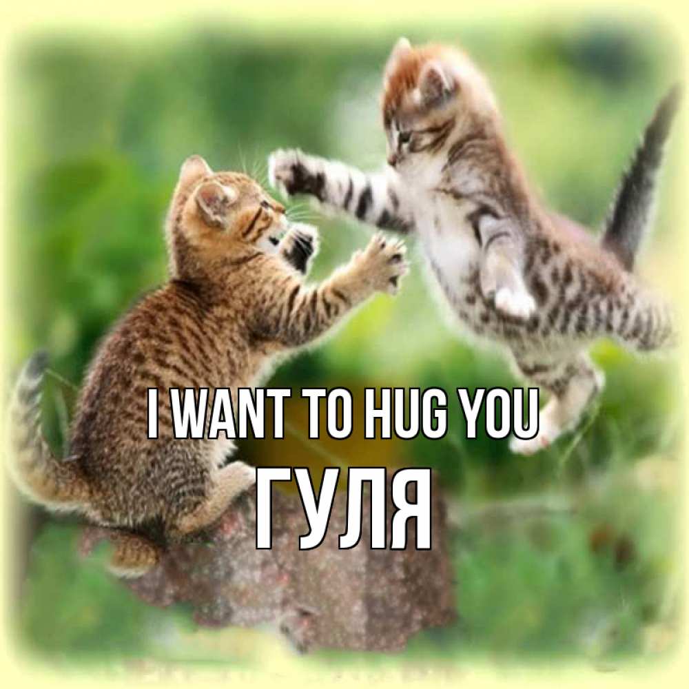 Greetings card с именем, Гуля I want to hug you игры котят Greetings with text for free download 