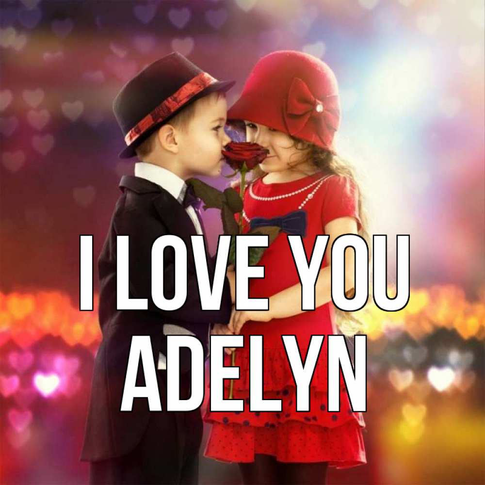 Greetings card с именем, Adelyn I love you черное и красное и роза Greetings with text for free download 