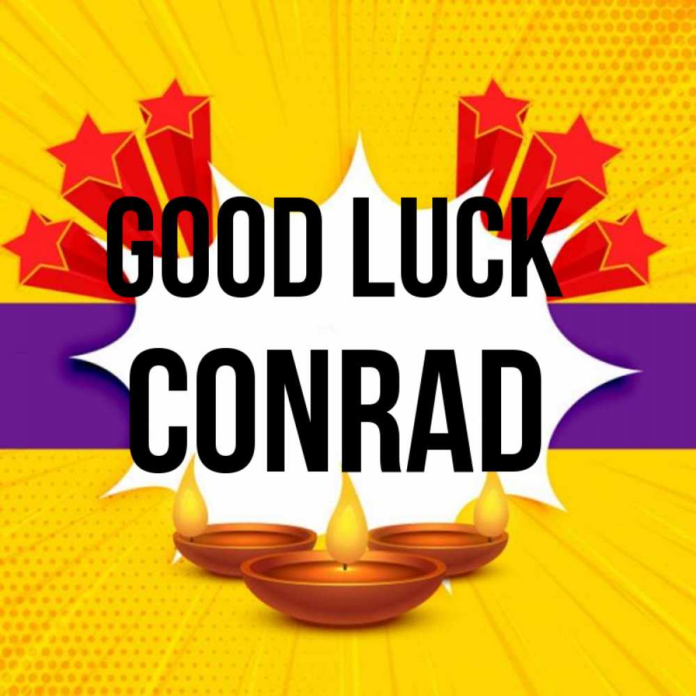 Greetings card с именем, Conrad Good luck векторное изображение Greetings with text for free download 