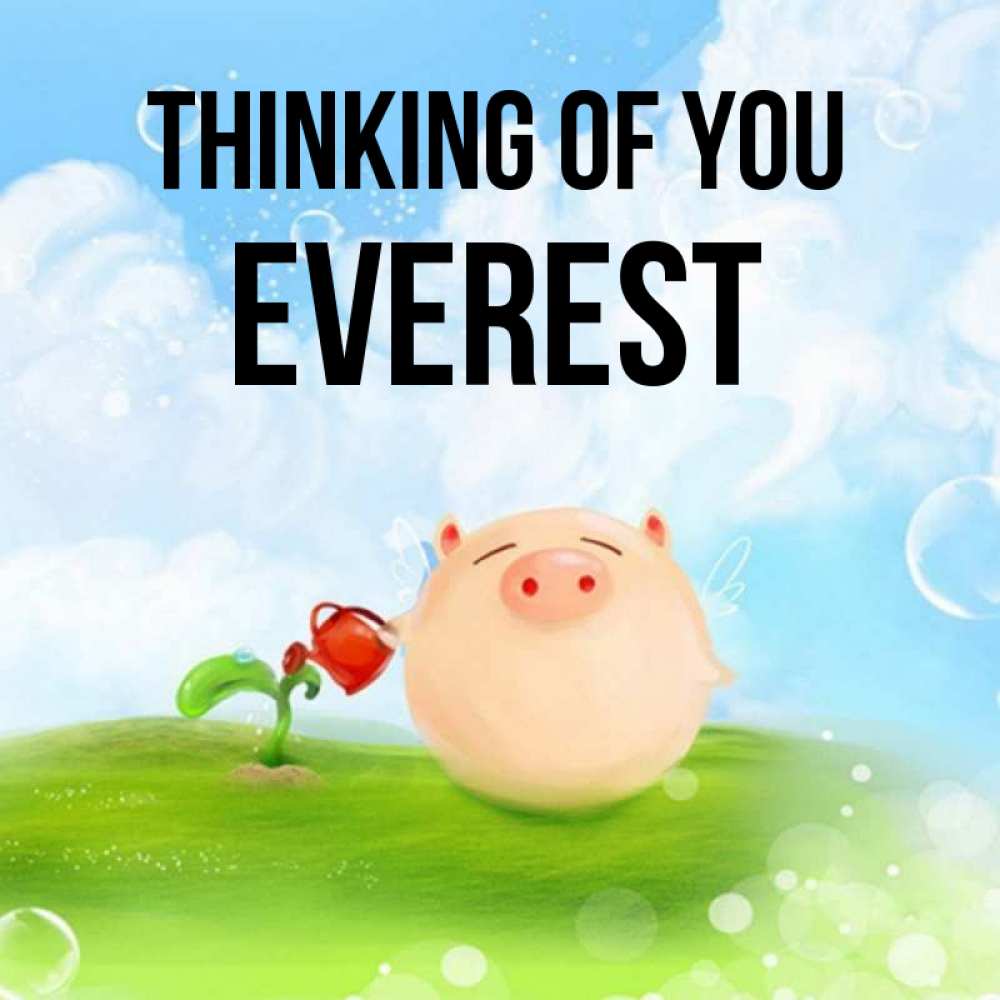 Greetings card с именем, Everest Thinking of you позитивная свинюшка Greetings with text for free download 