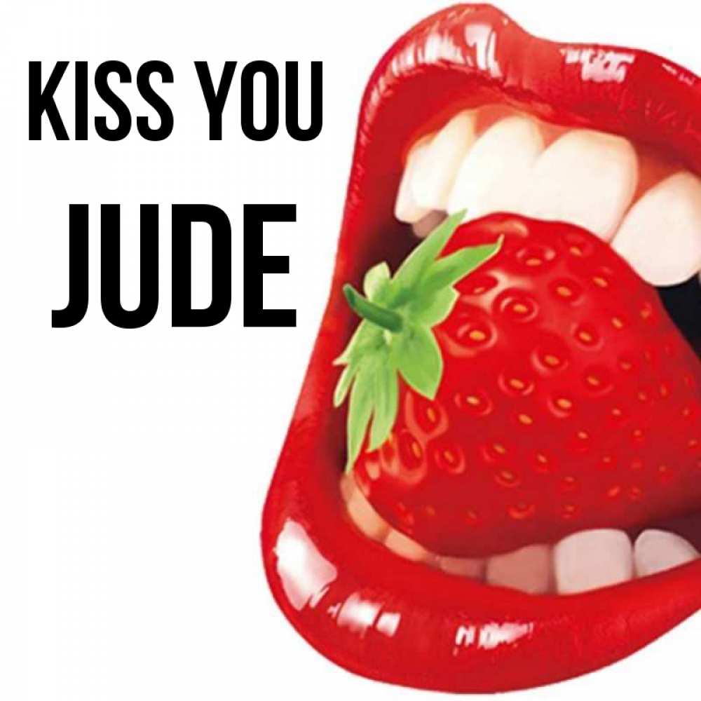Greetings card с именем, Jude Kiss you открытка с яркими губами Greetings with text for free download 
