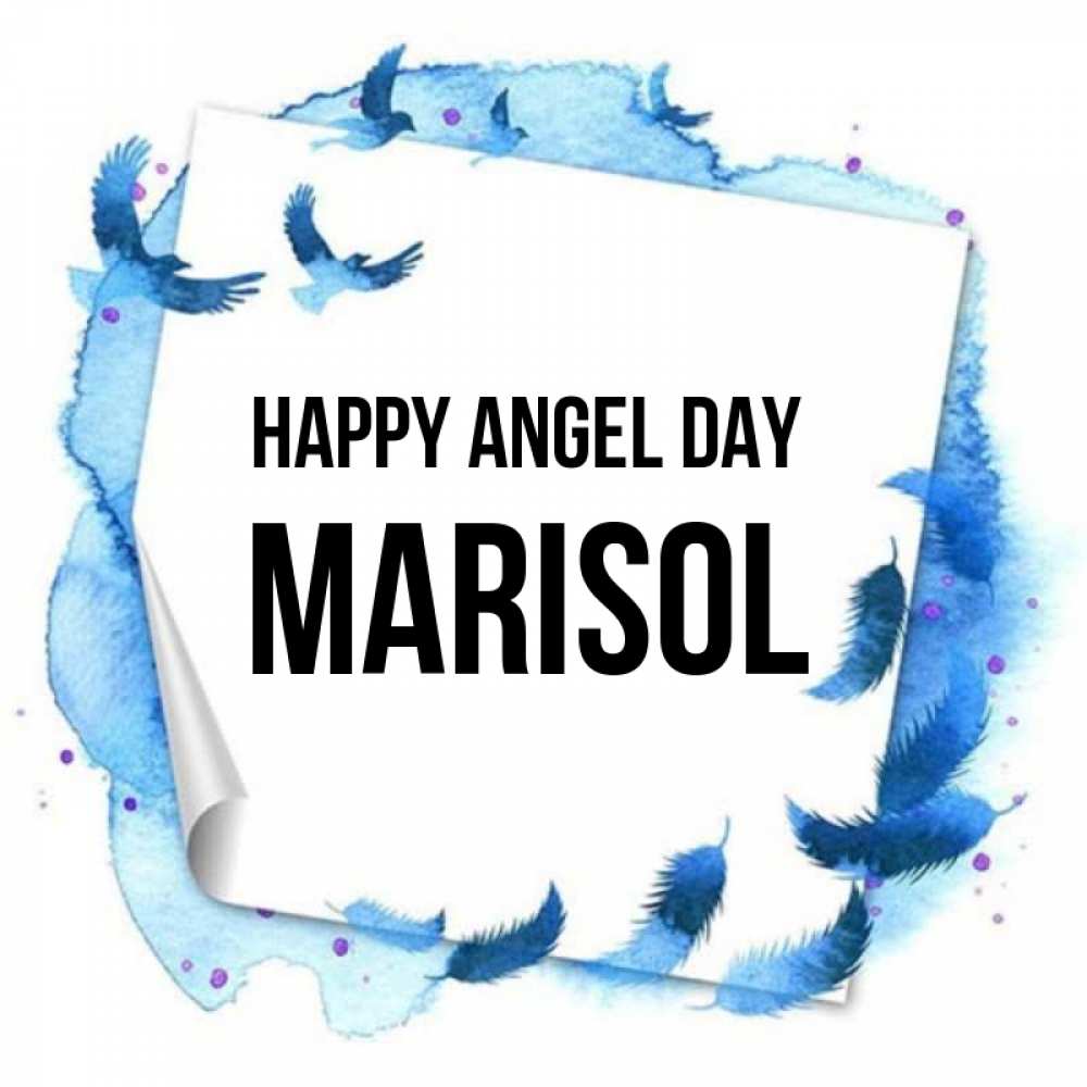 Greetings card с именем, Marisol happy angel day красивые птицы летят Greetings with text for free download 