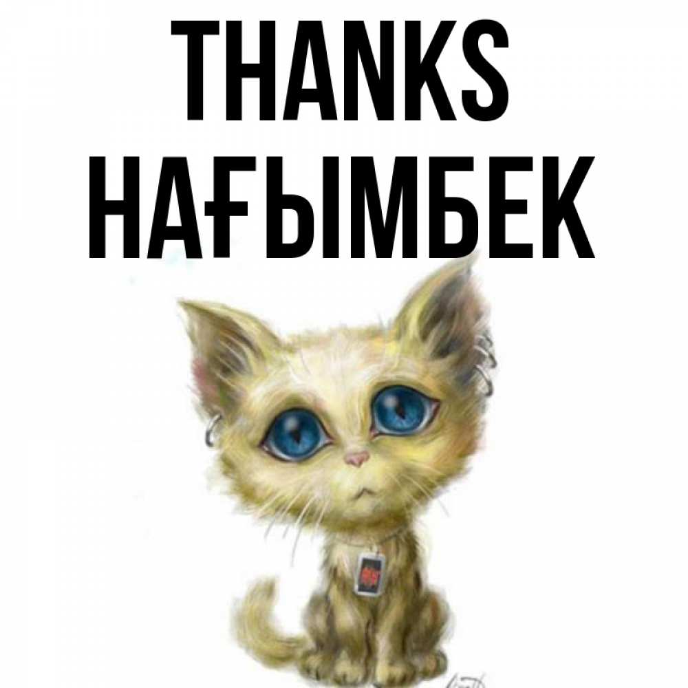 Greetings card с именем, НАҒЫМБЕК Thanks рисованный кот благодарит вас Greetings with text for free download 
