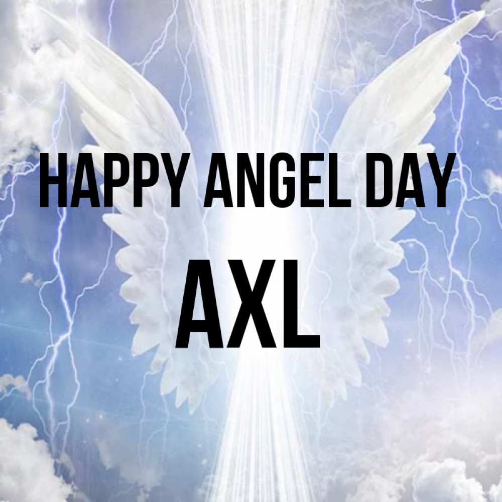 Greetings card с именем, Axl happy angel day молнии на небе и свет Greetings with text for free download 