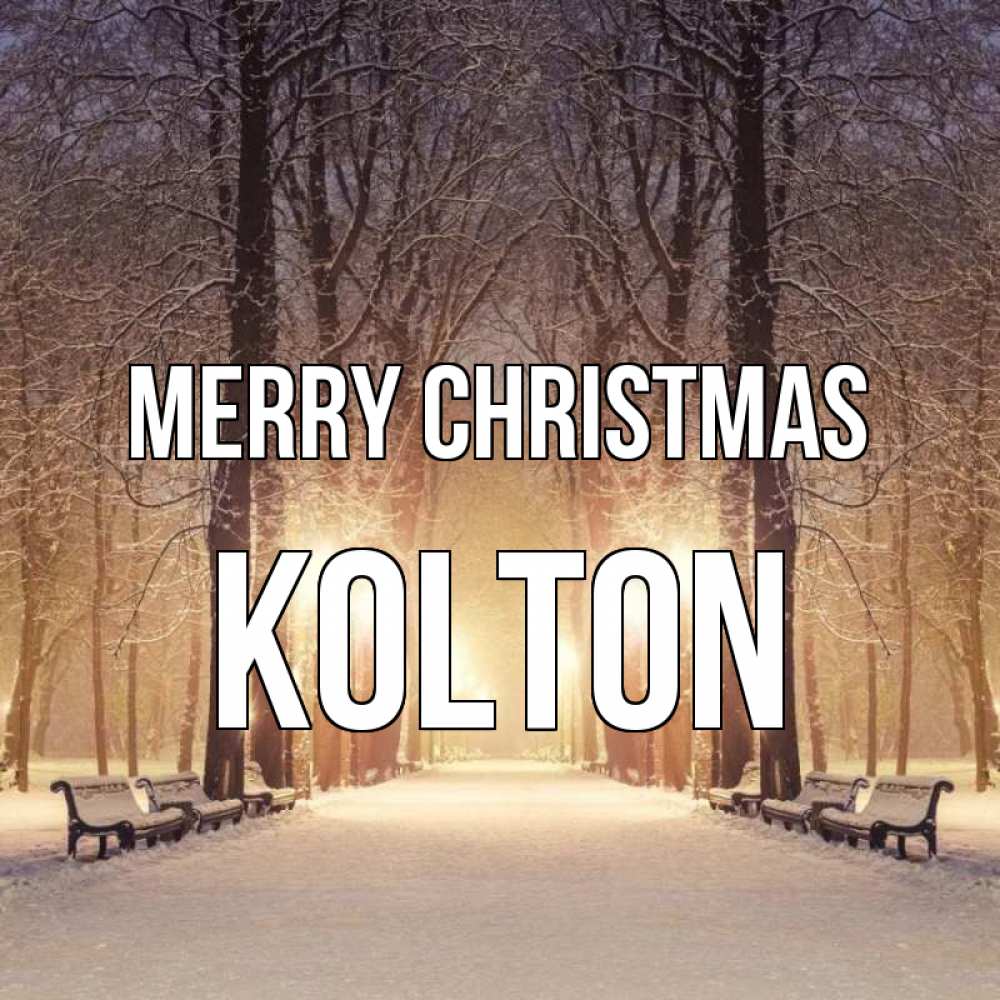 Greetings card с именем, Kolton Merry Christmas зима, парк, фонарь, лес Greetings with text for free download 