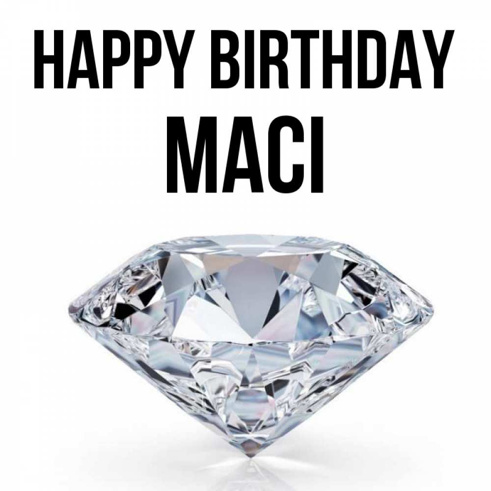 Greetings card с именем, Maci Happy Birthday к пожеланием быть богатым Greetings with text for free download 
