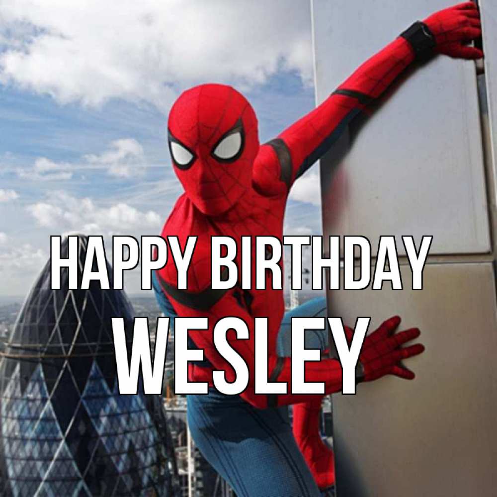 Greetings card с именем, Wesley Happy Birthday Марвел Greetings with text for free download 