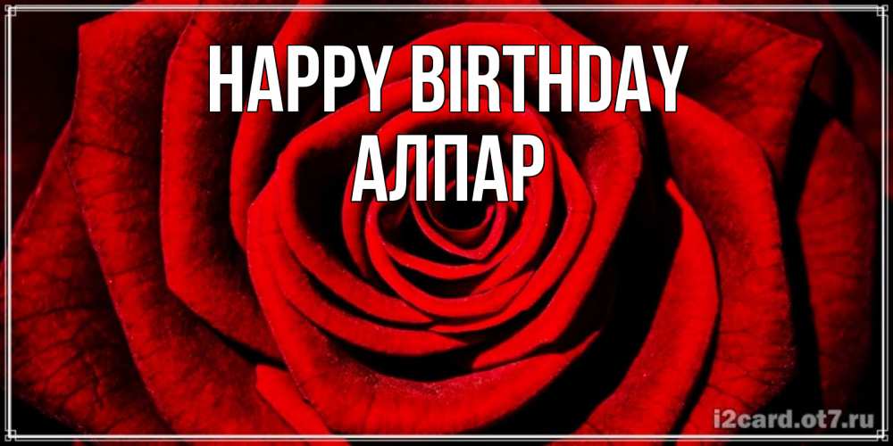 Greetings card с именем, Алпар Happy Birthday алая роза Greetings with text for free download 