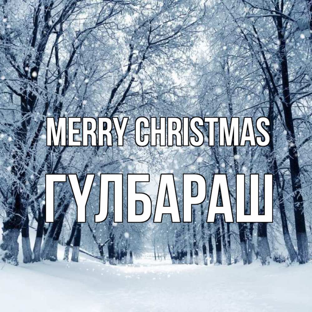 Greetings card с именем, ГҮЛБАРАШ Merry Christmas снег, лес, парк Greetings with text for free download 