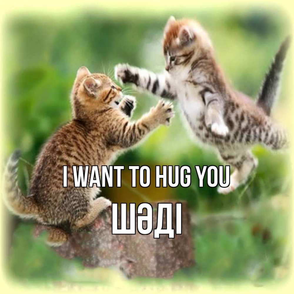 Greetings card с именем, ШӘДІ I want to hug you игры котят Greetings with text for free download 
