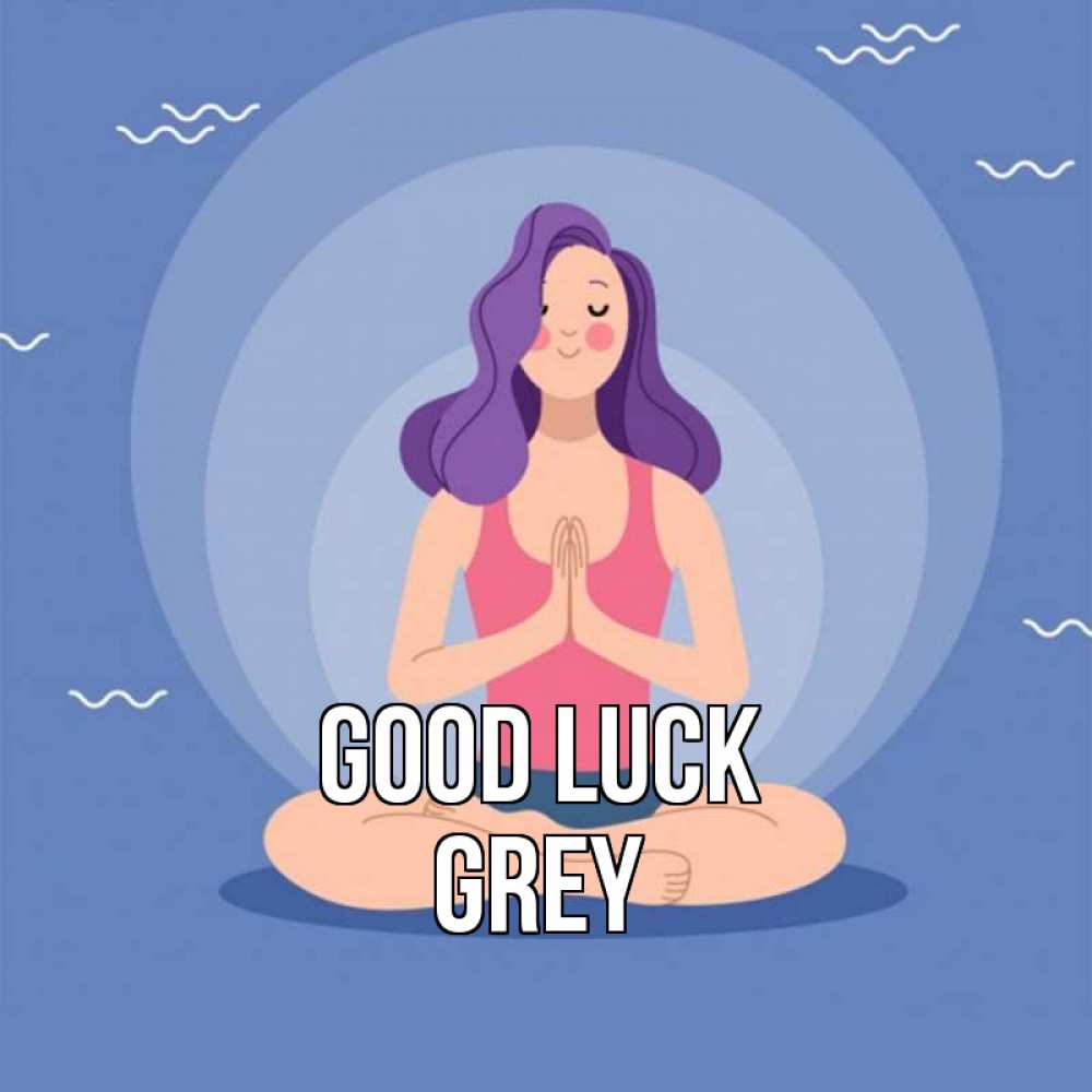 Greetings card с именем, Grey Good luck девушка с фиолетовыми волосами Greetings with text for free download 