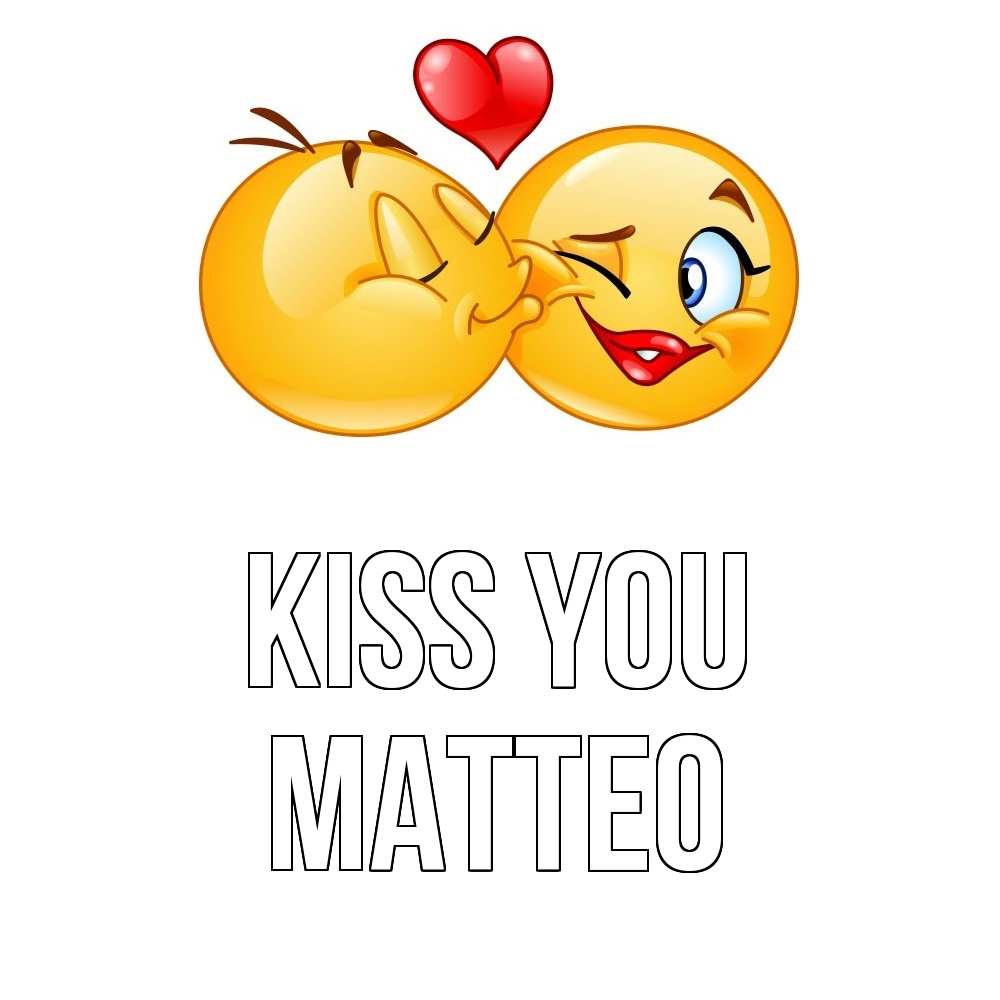 Greetings card с именем, Matteo Kiss you губы и белые зубы Greetings with text for free download 