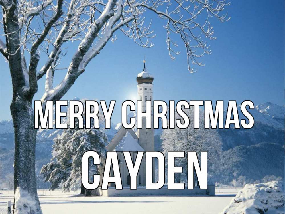 Greetings card с именем, Cayden Merry Christmas зима, храм, костел Greetings with text for free download 
