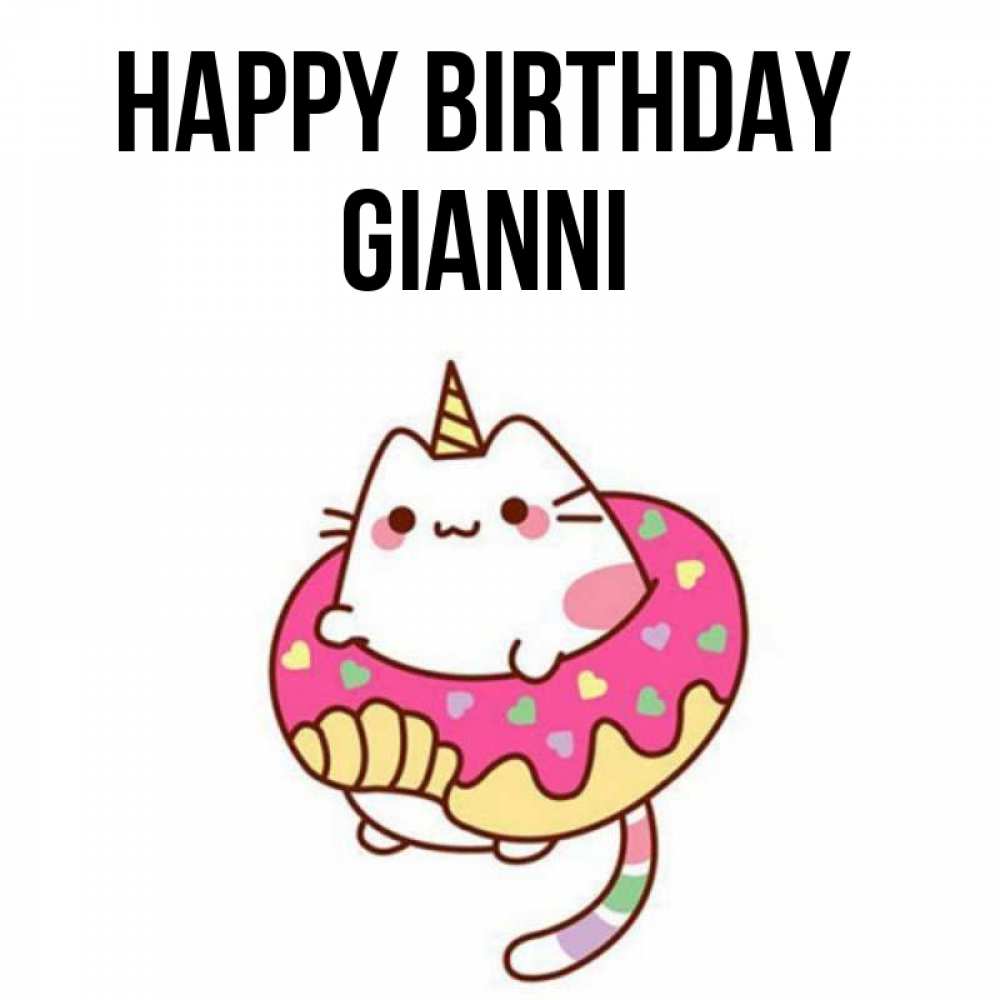 Greetings card с именем, Gianni Happy Birthday меньше надо жрать Greetings with text for free download 